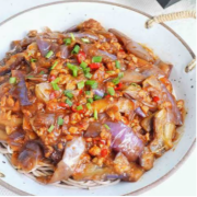 Eggplant with Shredded Pork Noodle Soup 茄子肉丝面