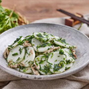 Stir Fried Shepherd's Purse with Rice Cake 荠菜肉丝炒年糕